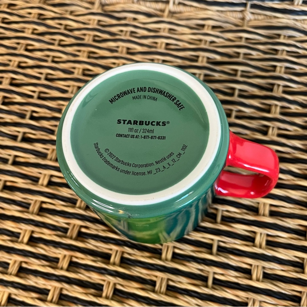Starbucks Coffee Mug, Green with Red Handle and Starbucks Logo 2022 - Picture 5 of 7